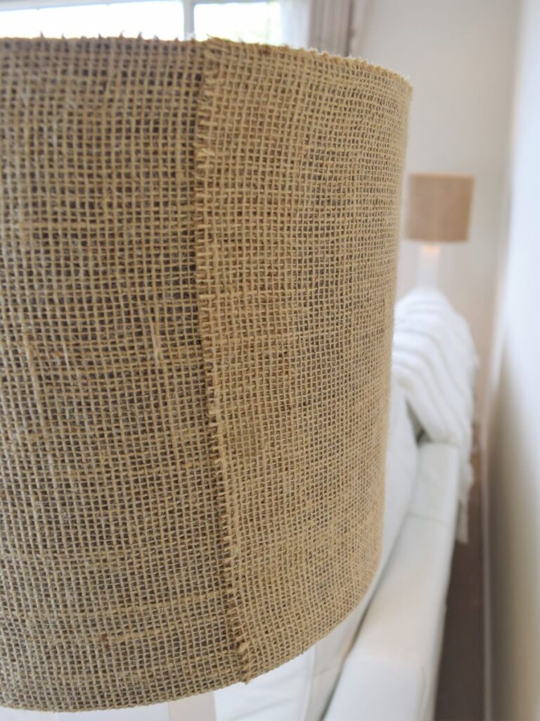 Hessian fabric coastal table lamp overlap